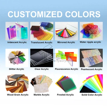 Thickness and color of acrylic clear frosted tinted solid color Thickness and color of acrylic clear frosted tinted solid color